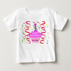 T-shirt Pour Bébé Âge et nom customisés Joyeux Cupcake d'anniversair