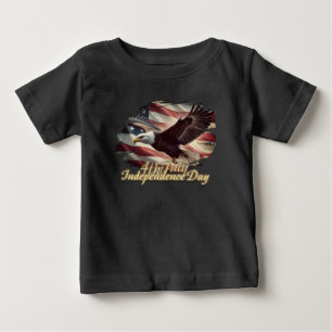 T-shirt Pour Bébé Aigle du 4 juillet avec drapeau américain