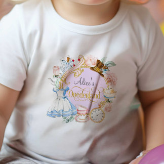 T-shirt Pour Bébé Alice à Onederland, Fille 1er anniversaire Bébé T-