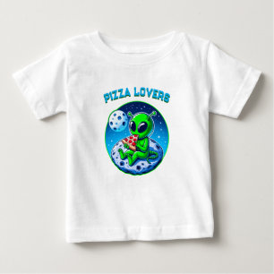 T-shirt Pour Bébé Alien amoureux de la pizza sur la Lune   Cosmic am