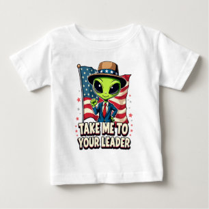 T-shirt Pour Bébé Alien Drôle Emmenez-Moi à Votre Chef USA Patriotiq