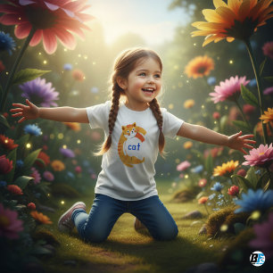 T-shirt Pour Bébé Alphabet des Animaux C pour Chat
