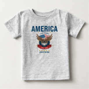 T-shirt Pour Bébé Amérique 250 Ans Aigle Patriotique Rouge Blanc Ble
