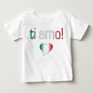 T-shirt Pour Bébé AMO de Ti ! Couleurs de drapeau de l'Italie