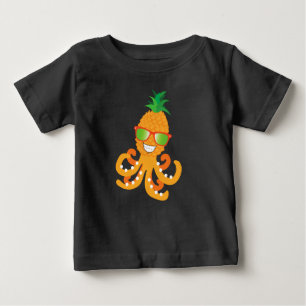 T-SHIRT POUR BÉBÉ AMUSANT SOURIRE EXOTIQUE POINÉE TROPICALE OCTOPUS 