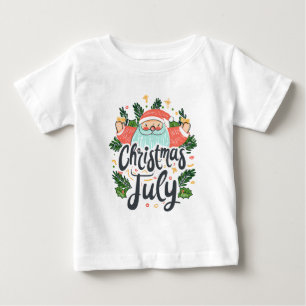 T-shirt Pour Bébé Amusement de Noël en Juillet & Design festif de Pè