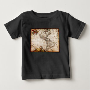 T-shirt Pour Bébé Ancienne carte du continent américain