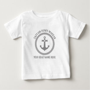T-shirt Pour Bébé Ancrage personnalisé du capitaine et du nom du ba