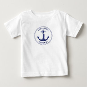 T-shirt Pour Bébé Ancre nautique Marine Blue Little Nom du marin
