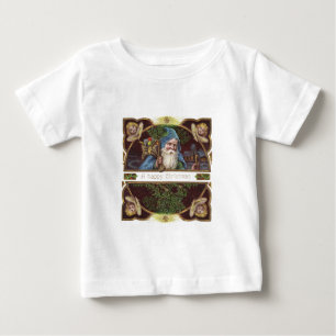 T-shirt Pour Bébé Anges victoriens de Noël Bleu Art Vintage de Noël