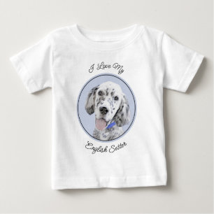 T-shirt Pour Bébé Anglais Setter Blue Belton Peinture Chien Art