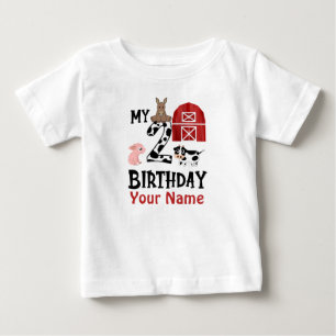T-shirt Pour Bébé Animaux de ferme du 2e anniversaire Personnalisés