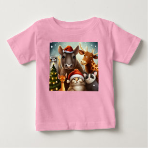 T-shirt Pour Bébé Animaux de Noël 6