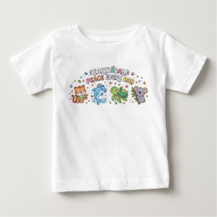 T-shirt Pour Bébé Animaux mignons de la Journée de la Terre - Paix t