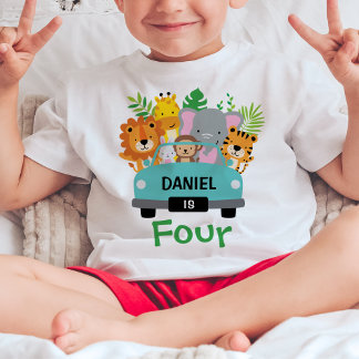 T-shirt Pour Bébé Animaux sauvages de la jungle garçon 4e anniversai