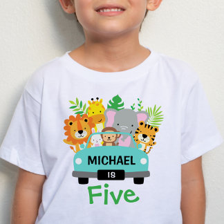 T-shirt Pour Bébé Animaux sauvages de la jungle garçon 5e anniversai