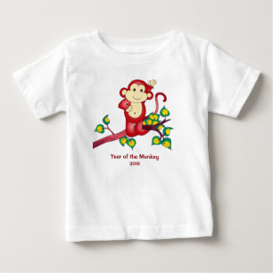 T-shirt Pour Bébé Année de la chemise 2016 rouge de bébé de singe