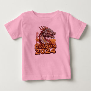 T-shirt Pour Bébé Année du dragon 2024 bébé rose T-shirt, Dragon