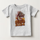 Année du dragon 2024 bébé rose T-shirt, Dragon