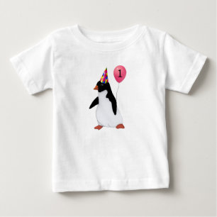T-shirt Pour Bébé Anniversaire Custom Age Penguin Chemise