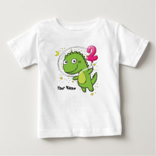 T-shirt Pour Bébé Anniversaire d'astronaute de dinosaure 2ème