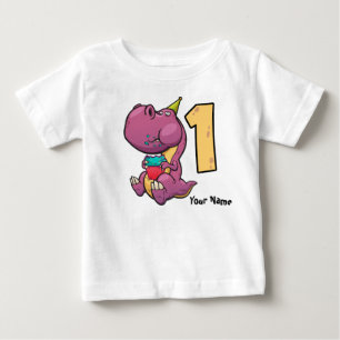T-shirt Pour Bébé Anniversaire de T-Rex de dinosaure pourpre ęr