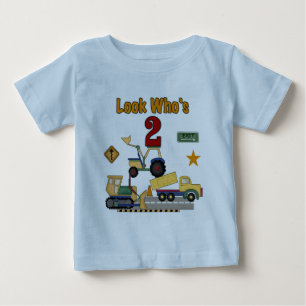 T-shirt Pour Bébé Anniversaire de véhicules de construction 2ème