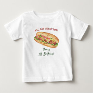 T-shirt Pour Bébé Anniversaire Enfants Hot Dog Aquarelle