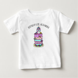 T-shirt Pour Bébé Anniversaire personnalisé de fille licorne