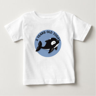 T-shirt Pour Bébé Anniversaire personnalisé de la baleine noire et b