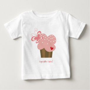 T-shirt Pour Bébé Anniversaire rose lunatique de fille de papillon