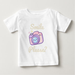 T-shirt Pour Bébé Appareil Photo Mignon Kawaii Sourire S'il Vous Pla