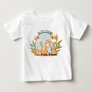 T-shirt Pour Bébé Aquarelle bébé Giraffe, Safari Animaux
