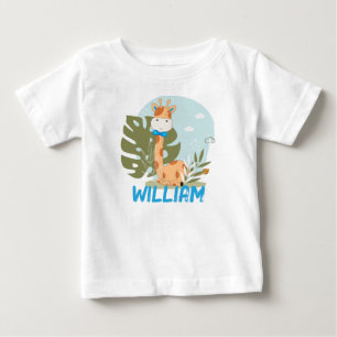T-shirt Pour Bébé Aquarelle bébé Giraffe, Safari Animaux