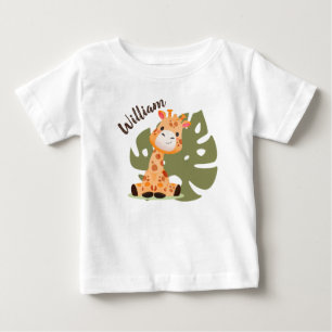 T-shirt Pour Bébé Aquarelle bébé Giraffe, Safari Animaux