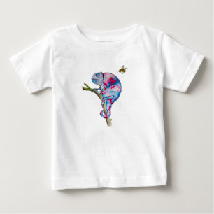 T-shirt Pour Bébé Aquarelle brillante colorée caméléon et abeille