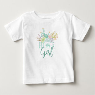 T-shirt Pour Bébé Aquarelle de bouquet Succulente   Top Flower Girl