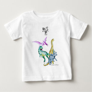 T-shirt Pour Bébé Aquarelle Dinosaur Romp et Roar