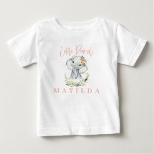T-shirt Pour Bébé Aquarelle éléphant et floral personnalisé