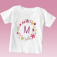 Aquarelle fleur sauvage Monogramme de couronne ini