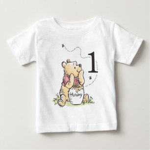 T-shirt Pour Bébé Aquarelle Pooh personnalisée Premier anniversaire