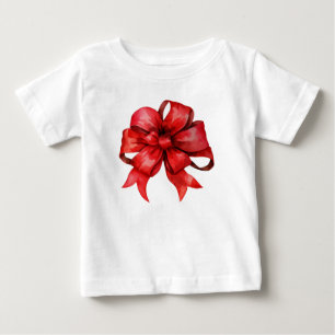 T-shirt Pour Bébé Aquarelle Rouge Noël Bow