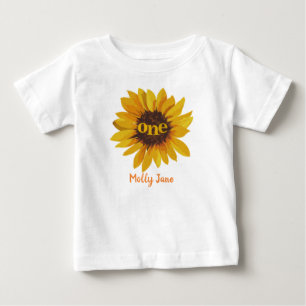 T-shirt Pour Bébé Aquarelle Tournesol premier anniversaire