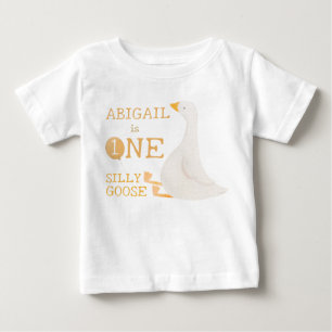 T-shirt Pour Bébé Aquarelle Une oie soie Fleur sauvage 1er anniversa