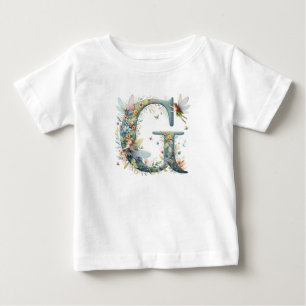 T-shirt Pour Bébé Aquarelle verte Fées Monogramme Lettre G