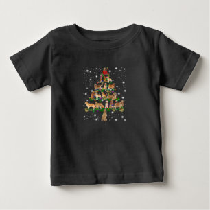 T-shirt Pour Bébé Arbre de Noël Golden Retriever Couvert Par Flash