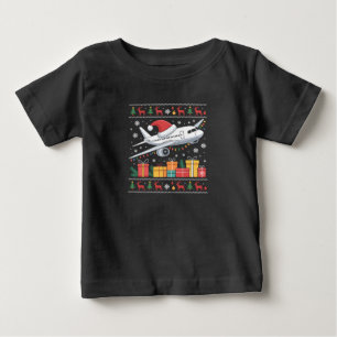 T-shirt Pour Bébé Arbre de Noël lumineux drôle Santa Avion moche