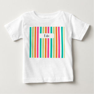 T-shirt Pour Bébé Arc-en-ciel bandes verticales coloré rétro multico