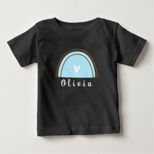 T-shirt Pour Bébé Arc-en-ciel minimaliste Boho avec nom personnalisé
