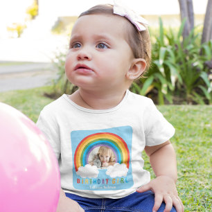 T-shirt Pour Bébé Arche arc-en-ciel sur les nuages Premier anniversa